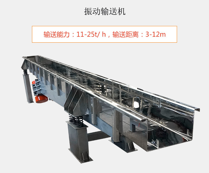 振動輸送機：輸送能力：11-25t/ h，輸送距離：3-12m