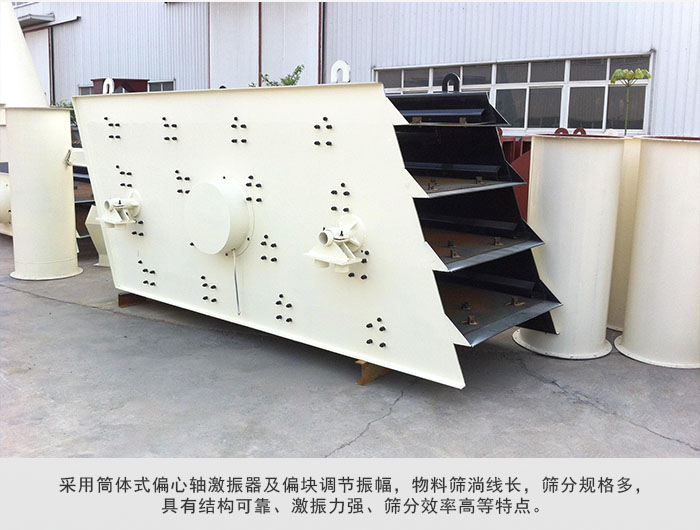 圓振動(dòng)篩 采用筒體式偏心軸激振器及偏心塊調(diào)節(jié)振幅。